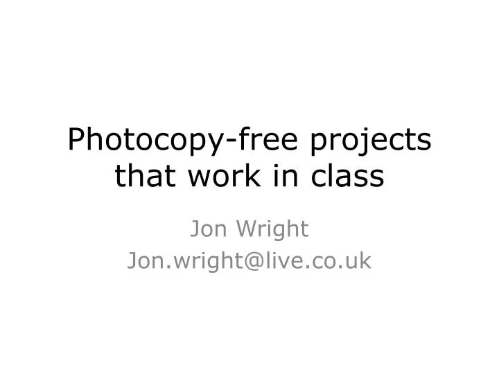 photocopy free projects that work in class