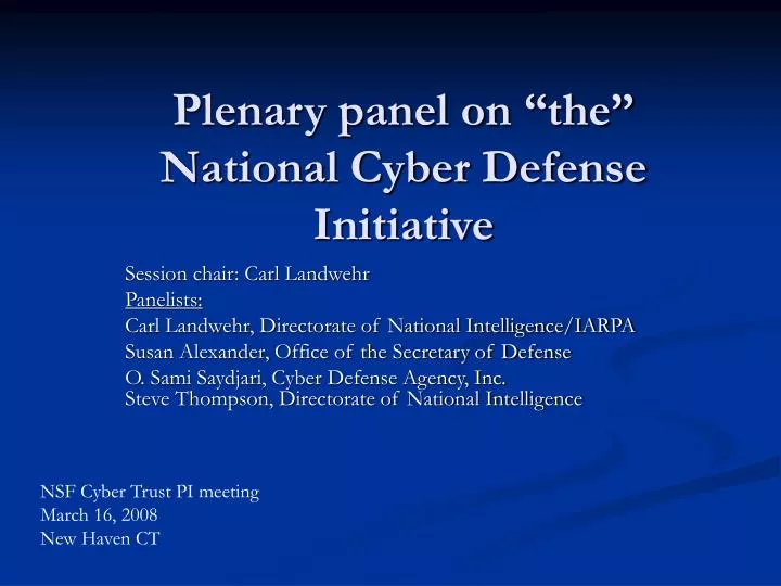 plenary panel on the national cyber defense initiative
