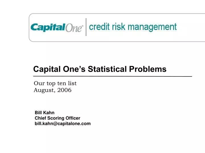 capital one s statistical problems