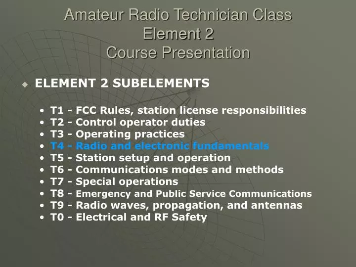 amateur radio technician class element 2 course presentation