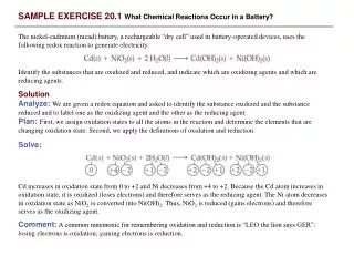 SAMPLE EXERCISE 20.1 What Chemical Reactions Occur in a Battery?