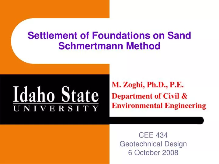 settlement of foundations on sand schmertmann method