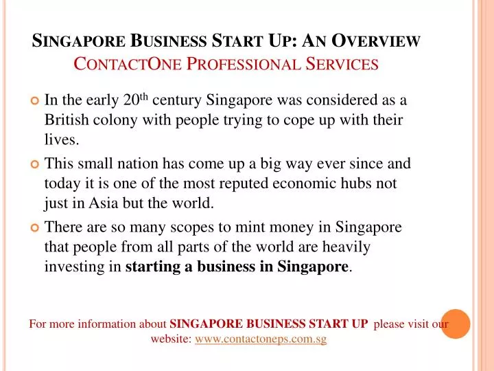singapore business start up an overview contactone professional services