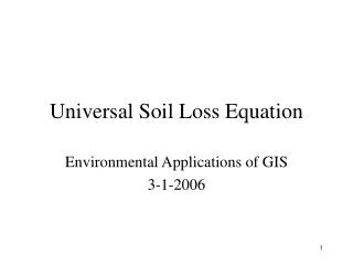 Universal Soil Loss Equation