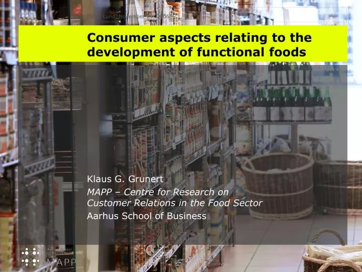 consumer aspects relating to the development of functional foods