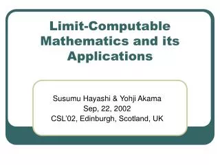 Limit-Computable Mathematics and its Applications