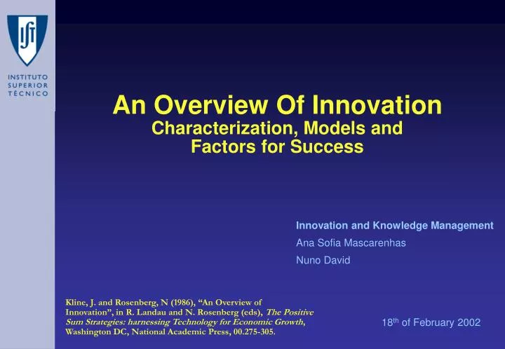 an overview of innovation characterization models and factors for success