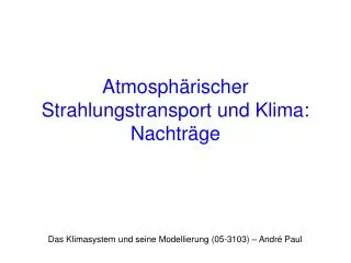 atmosph rischer strahlungstransport und klima nachtr ge