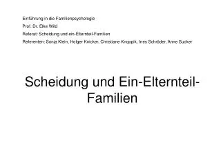 Scheidung und Ein-Elternteil-Familien