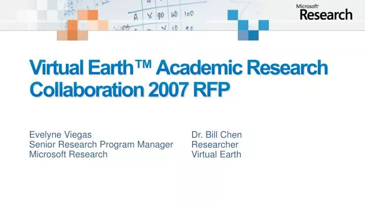 virtual earth academic research collaboration 2007 rfp