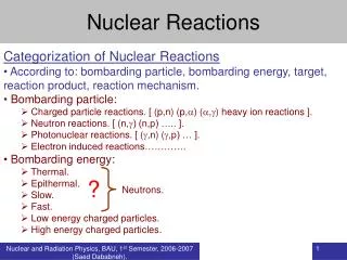 Nuclear Reactions