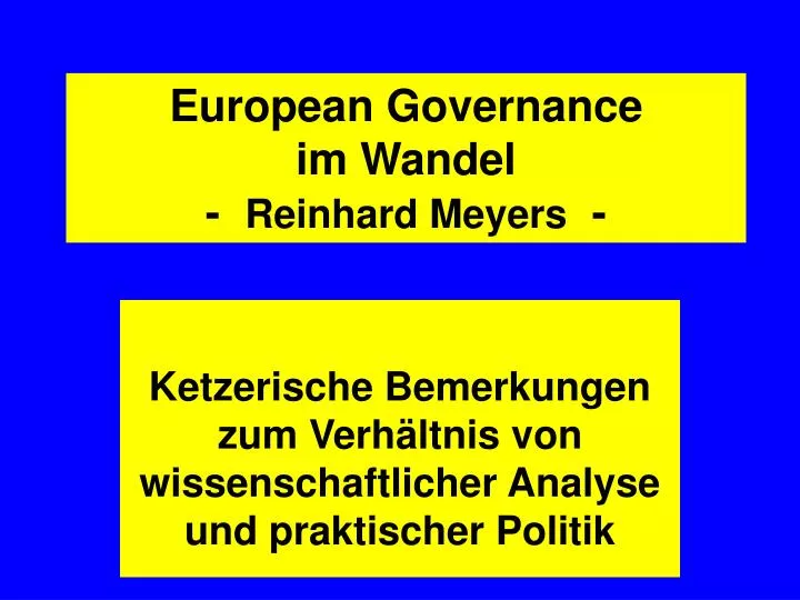 european governance im wandel reinhard meyers