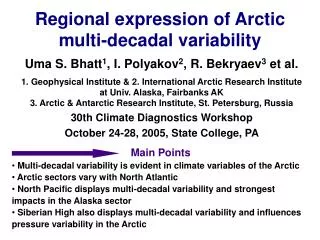 Regional expression of Arctic multi-decadal variability