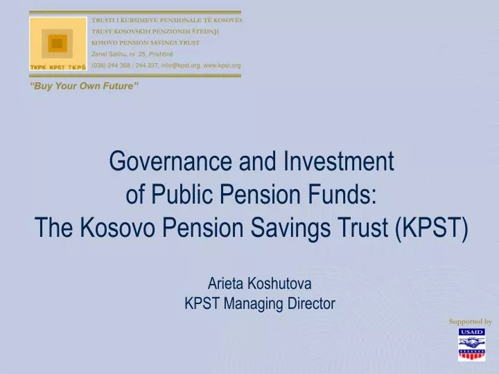 governance and investment of public pension funds the kosovo pension savings trust kpst