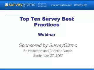 Top Ten Survey Best Practices Webinar