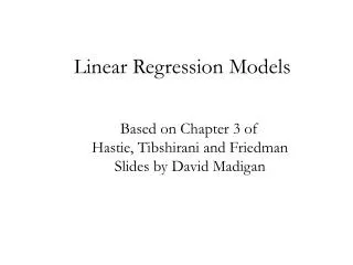 Linear Regression Models