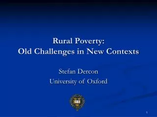 Rural Poverty: Old Challenges in New Contexts