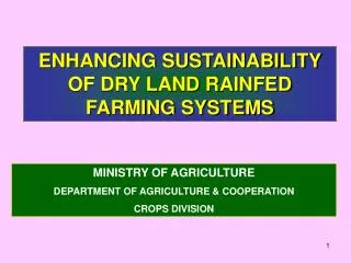 ENHANCING SUSTAINABILITY OF DRY LAND RAINFED FARMING SYSTEMS