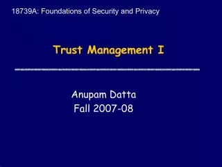 Trust Management I