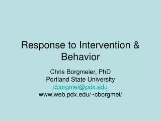 Response to Intervention &amp; Behavior