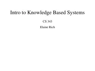 Intro to Knowledge Based Systems