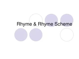 Rhyme &amp; Rhyme Scheme