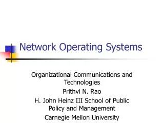 Network Operating Systems