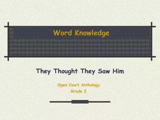 Word Knowledge