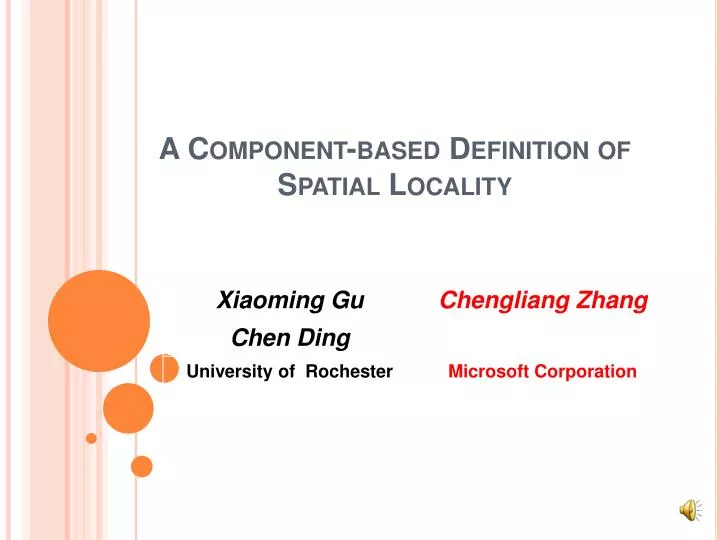 a component based definition of spatial locality