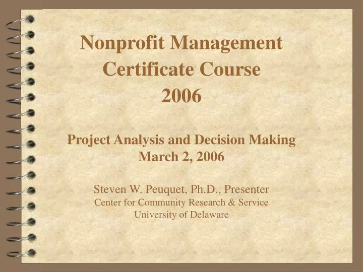 nonprofit management certificate course 2006