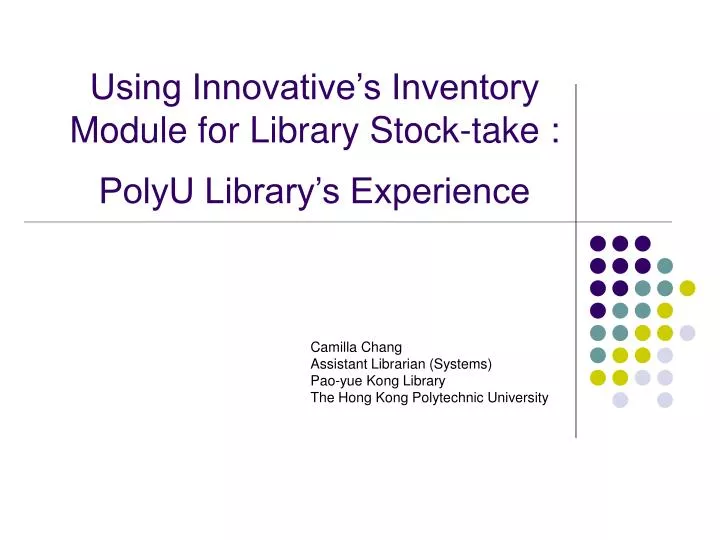 using innovative s inventory module for library stock take polyu library s experience