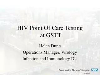 HIV Point Of Care Testing at GSTT