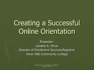 Creating a Successful Online Orientation