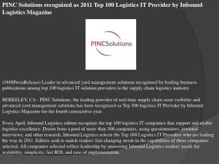 pinc solutions recognized as 2011 top 100 logistics it provi