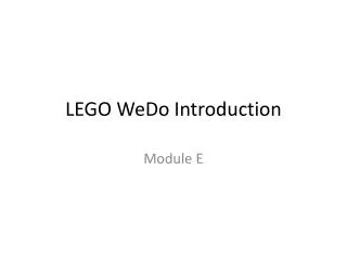 LEGO WeDo Introduction