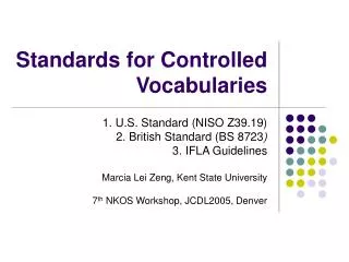 Standards for Controlled Vocabularies