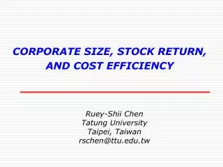 CORPORATE SIZE, STOCK RETURN, AND COST EFFICIENCY