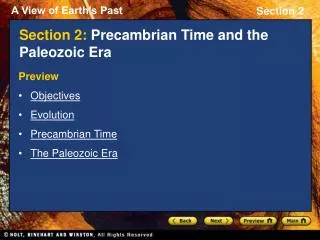 Section 2: Precambrian Time and the Paleozoic Era