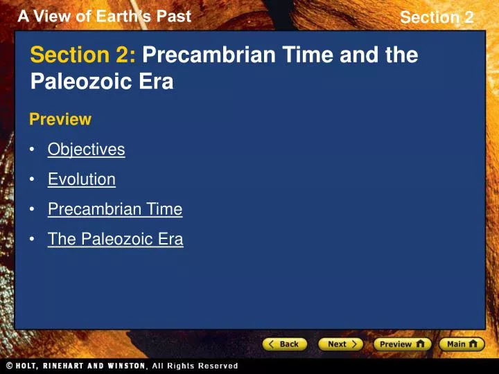 section 2 precambrian time and the paleozoic era