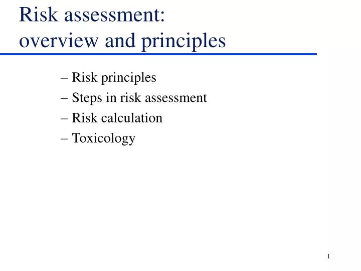 risk assessment overview and principles