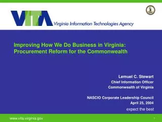 Improving How We Do Business in Virginia: Procurement Reform for the Commonwealth