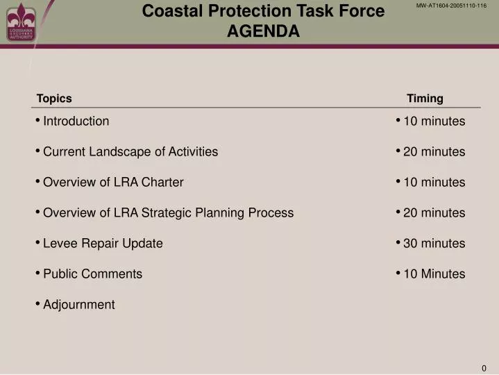coastal protection task force agenda
