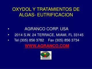 OXYDOL Y TRATAMIENTOS DE ALGAS- EUTRIFICACION