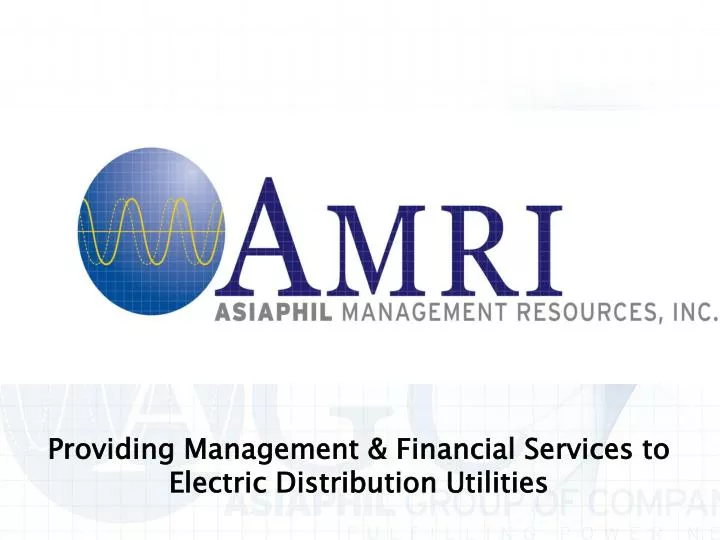 providing management financial services to electric distribution utilities