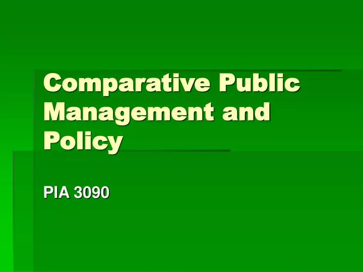 comparative public management and policy