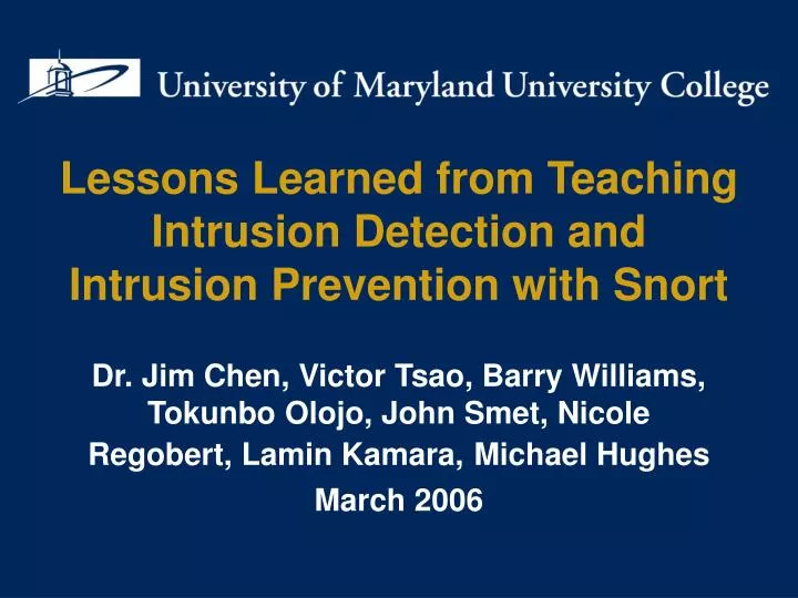lessons learned from teaching intrusion detection and intrusion prevention with snort