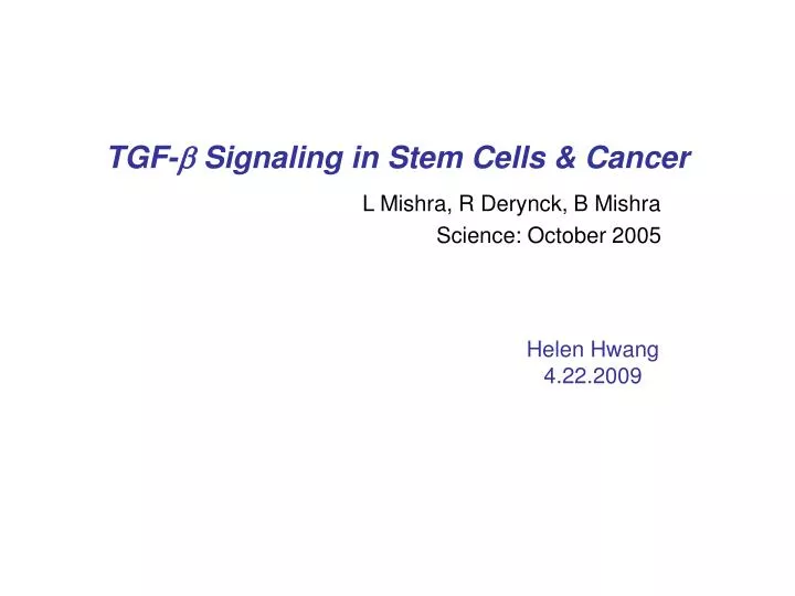 tgf signaling in stem cells cancer