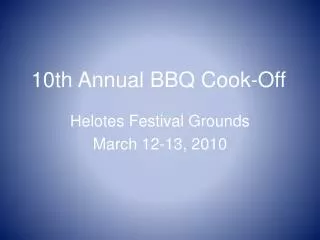 10th Annual BBQ Cook-Off