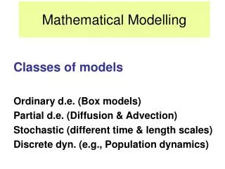 Mathematical Modelling