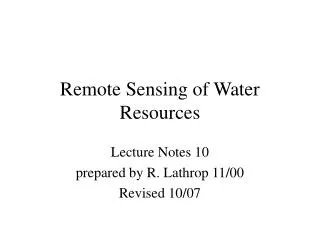Remote Sensing of Water Resources